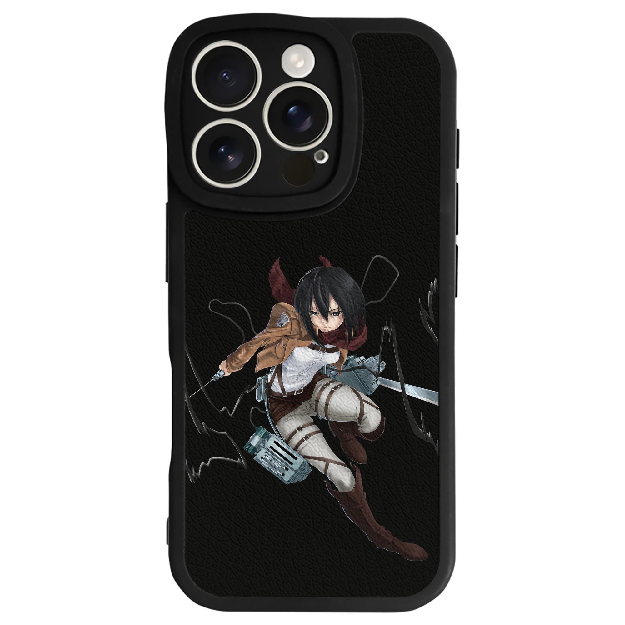（画像用） 進撃の巨人 ミカサ·アッカーマン Attack on Titan Mikasa Ackerman 【iPhone 16シリーズ対応】シリコンスマホケース（レザー調） 材質：シリコン